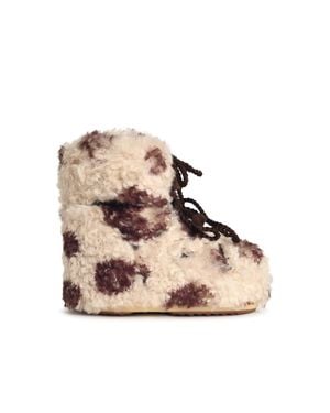 Moonboot Two Tone Faux Fur Boot - Natural