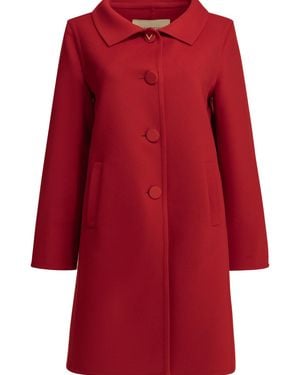 Valentino Long Wool And Cashmere Coat - Red