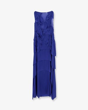 Alberta Ferretti Satin Long Dress - Blue