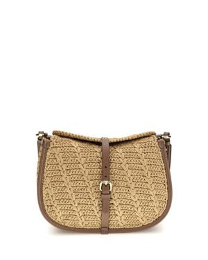 Etro Raffia Crochet Pony Shoulder Bag - White