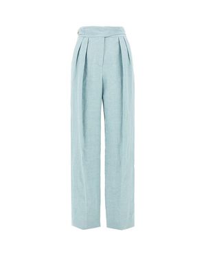 BLAZE 'Tomo' Silk And Linen Trousers - Blue