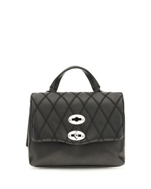 Zanellato Mini Postina Tramè Leather Top Handle Bag - Black