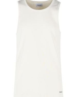 AMISH Ecru Cotton Tank Top - White