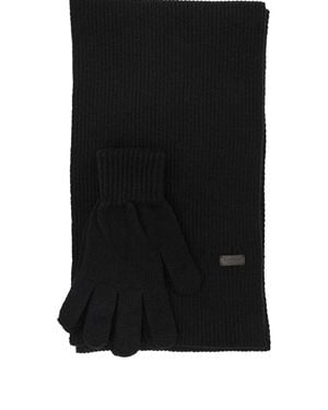 Barbour Wool Blend Scarf And Gloves - Black