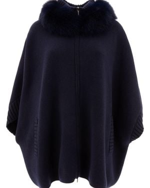 Giovi Wool And Cashmere Poncho Coats - Blue