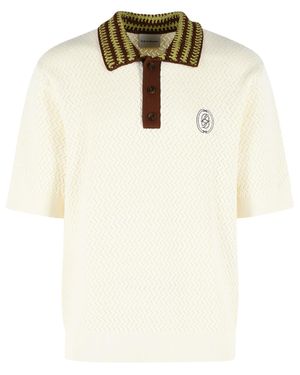 Drole de Monsieur Ajouré Ivory Cotton Polo Shirt - Natural