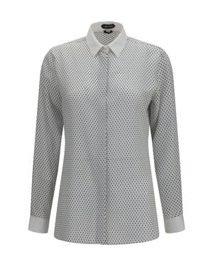 Tom Ford Diamond Print Silk Crêpe De Chine Shirt - Grey