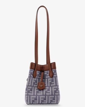 Fendi Origami Mini Ff Jacquard Fabric And Leather Shoulder Bag - White