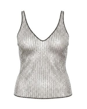 VENUJA Crystal Mesh Top - Gray