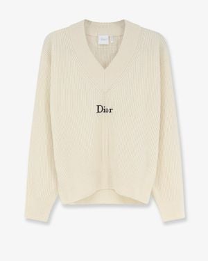 Dior Wool And Cashmere Ribbed Sweater - White