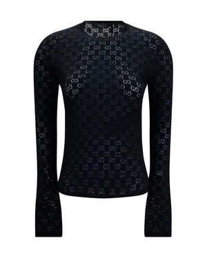 Gucci Gg Cotton Dévoré T-Shirt - Blue