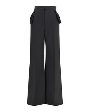Nissa Wide-Leg Wool-Blend Trousers - Black