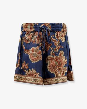 Zimmermann Aster Relaxed Silk Bermuda Shorts - Blue