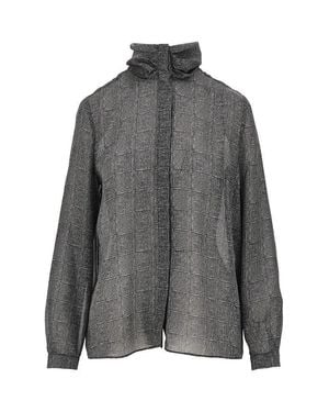Emporio Armani Check Print Satin Shirt - Grey