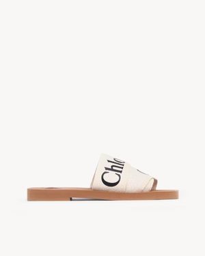 Chloé Chloé Woody Slides Linen Leather - Natural