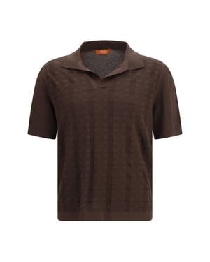 Cruna Knit V-Neck T-Shirt Levanti - Brown