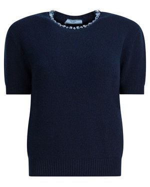 Prada Wool And Cashmere Crewneck Jumper - Blue