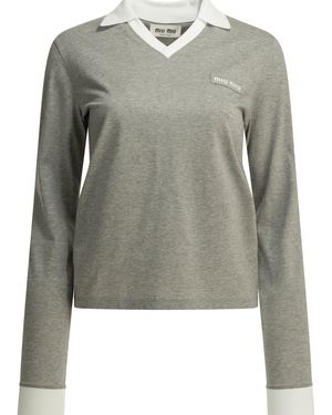 Miu Miu Buttonless Polo Shirt - Grey