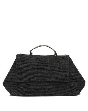 IBELIV Lahadyblack Handbag Raffia And Leather