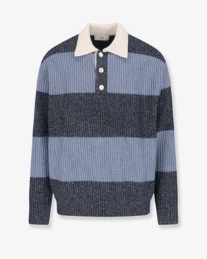 DUNST Jumper Three-Button Collar - Blue