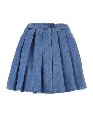Emporio Armani Check Print Satin Skorts - Blue