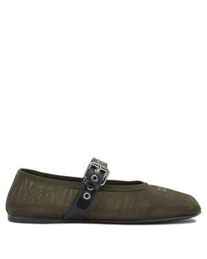 Miu Miu Mary Jane Mesh Ballet Flats - Green