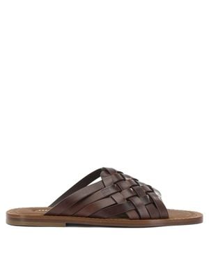 Miu Miu Leather Slides - Brown