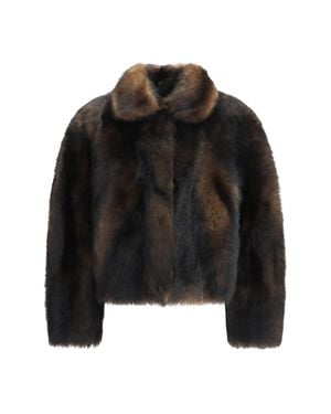 Brunello Cucinelli Soft Shearling Jacket With Shiny Zipper Pull - Black