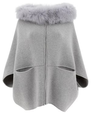 Giovi Wool And Cashmere Poncho Coats - Grey