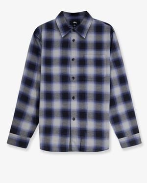 Stussy Beach Ombre Plaid Madras Cotton Shirt - Blue