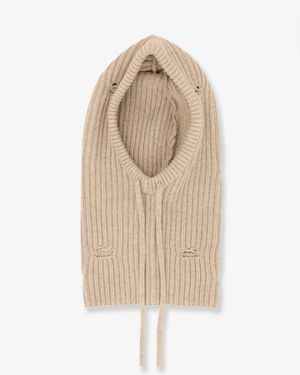 MM6 by Maison Margiela Wool Blend Balaclava With Distressed Effect - Natural