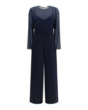 P.A.R.O.S.H. P.A.R.O..H. Cady And Chiffon Jumpsuit - Blue