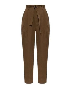 Saint Laurent Cotton Trousers With Belt - Brown