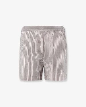 Brunello Cucinelli Cotton Silk Blend Striped Shorts - White