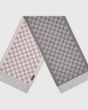 Gucci Gg Cashmere Scarf - Gray