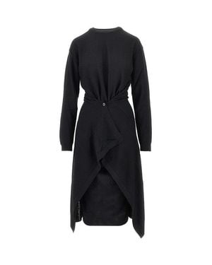 Lemaire Buttoned Panels Knitted Midi Dress - Black
