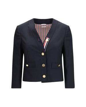 Thom Browne Hopsack Cardigan Jacket - Blue