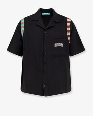 Barrow Viscose Blend Shirt With Logo Print - Black