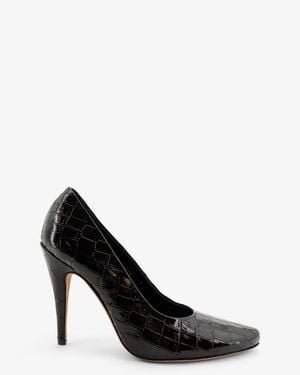 Jude Jerry Leather Décolleté With Croco Print - Black