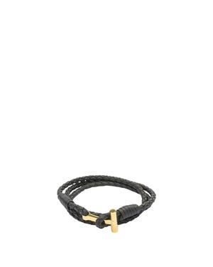 Tom Ford Braided Leather Bracelet - White