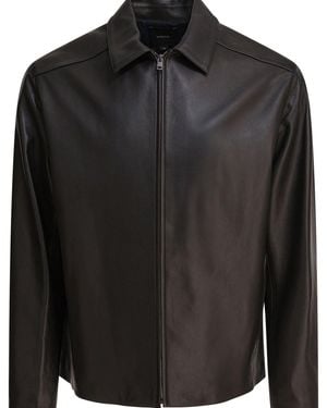 Vince Leather Jacket With Zipper - Black