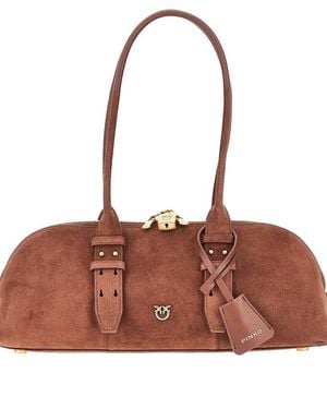 Pinko Suede Large 'Escape Bag Horizontal' Bag - Brown