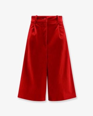 ACTUALEE Velvet Bermuda Shorts Bordeaux - Red