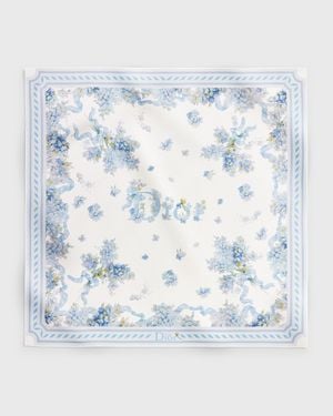 Dior Lilac Bouquet 90 Scarf Light - Blue