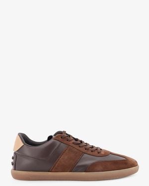 Tod's Allacciata Cassetta Leather And Suede Sneakers - Brown