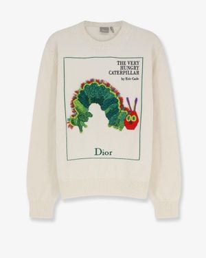 Dior Dior Cotton And Wool Jumper With Book Cover Embroidery - White