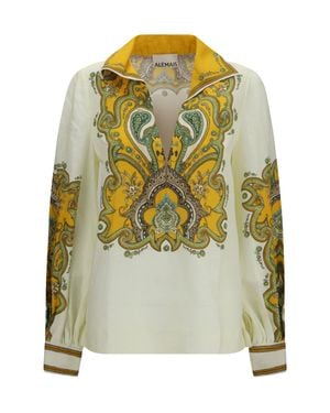 ALÉMAIS Porter Linen Shirt Cream - Green
