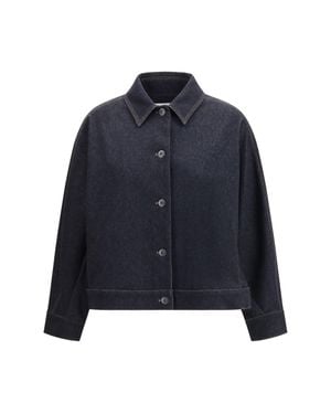 Max Mara Pure Denim Print Jersey Jacket Blu Marino - Blue