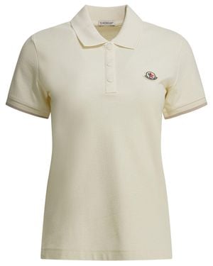 Moncler Polo Shirt With Logo Patch - White