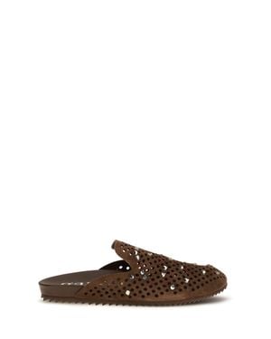 Pedro Garcia Braidy Mules Chestnut Castoro-Greige - Brown